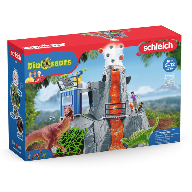 Afbeelding laden in galerijviewer, Schleich dinosaurus - de grote vulkaan expeditie - dino speelgoed - kinderspeelgoed - dino speelgoed - t-rex, ankylosaurus en uitbarstende vulkaan - 36 onderdelen
