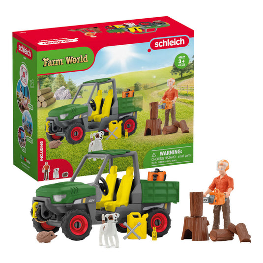 Schleich farm world houtzager met voertuig 42659