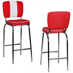 Barkruk wohnling american diner rood, wit 110 kg 400 x 380 x 1,100 mm