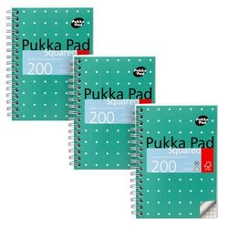 Collegeblok pukka metallic a6 geruit groen 200 pagina's 3 stuks
