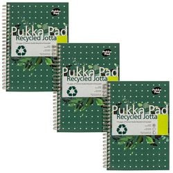 Collegeblok pukka recycled a5 gelinieerd groen 110 pagina's 3 stuks