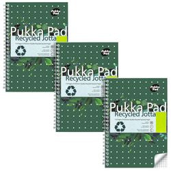Collegeblok pukka recycled a5 geruit groen 110 pagina's 3 stuks