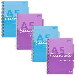 Collegeblok pukka essentials a5 geruit kleurenassortiment 200 pagina's 4 stuks
