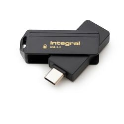 Usb-stick integral 128 gb usb type-c goud, zwart