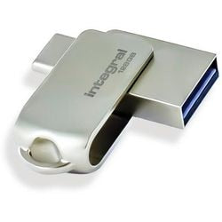 Usb-stick integral 256 gb usb type-a usb type-c zilver