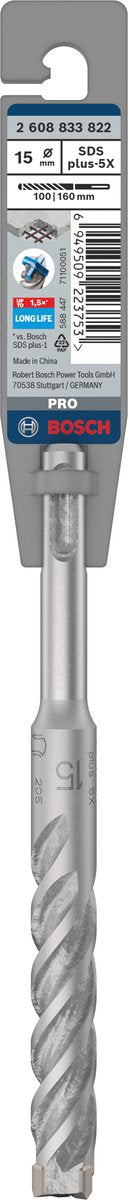 Bosch pro sds plus-5x hamerboor, 15 x 100 x 160 mm