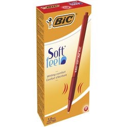 Balpen bic soft feel kunststof houder rood drukknop grip clip