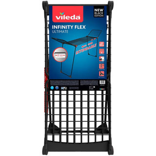 Vileda infinity flex ultimate droogrek (black edition) - tafel droogrek - 30 m drooglengte - telescopisch uittrekbaar centraal plateau - hoge vleugels