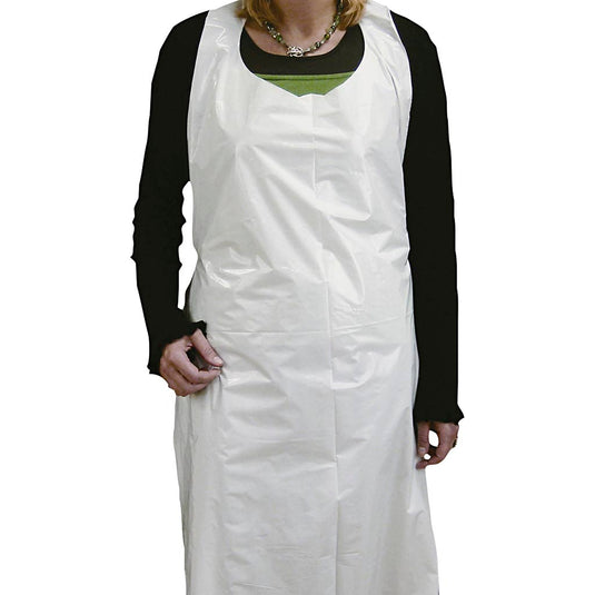 Wegwerp schort, h: 110 cm, b: 80 cm, wit, 100 stuk 1 doos