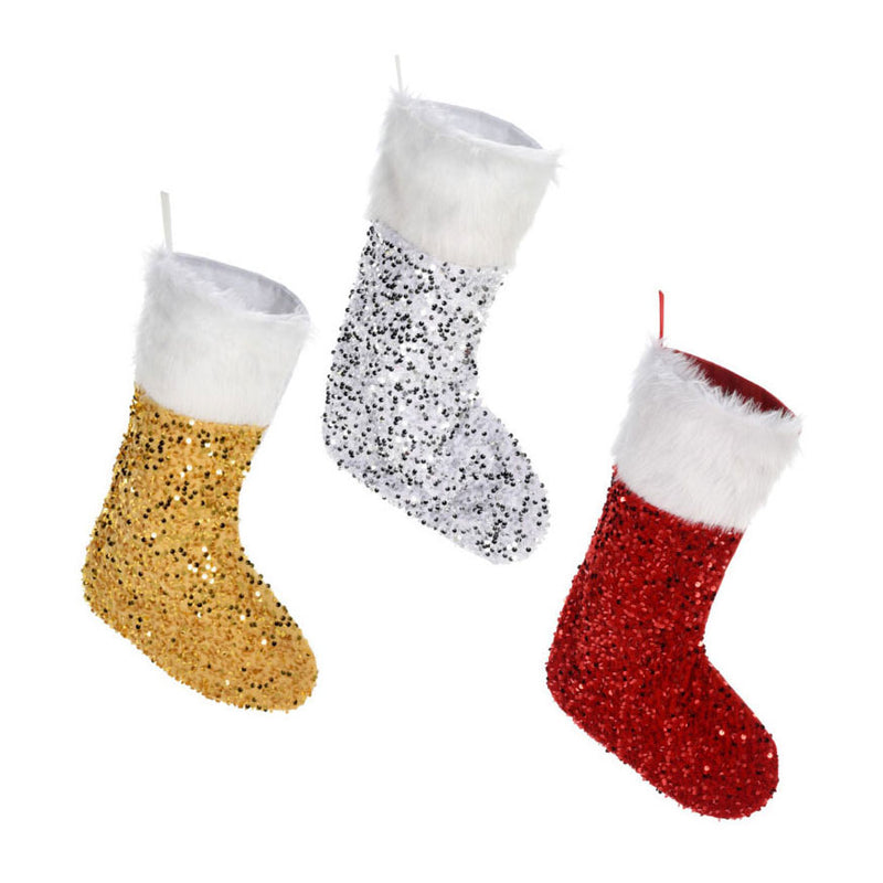 Load image into Gallery viewer, Kerstsok met pailletten
