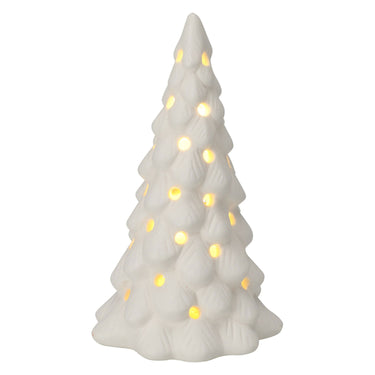 Porseleinen kerstboom met led , set van 6 stuks
