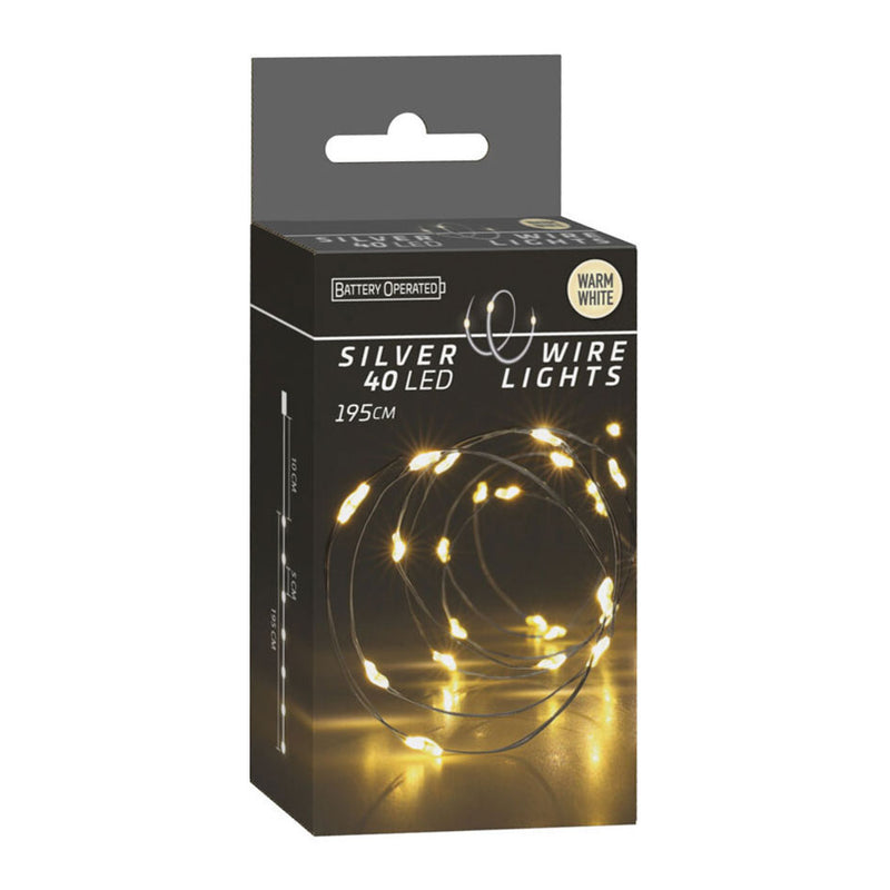 Load image into Gallery viewer, Zilverdraad 40led warm white, 195cm
