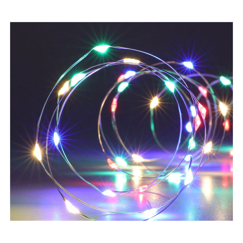 Load image into Gallery viewer, Led lichtsnoer zilverdraad, 195cm - gekleurd
