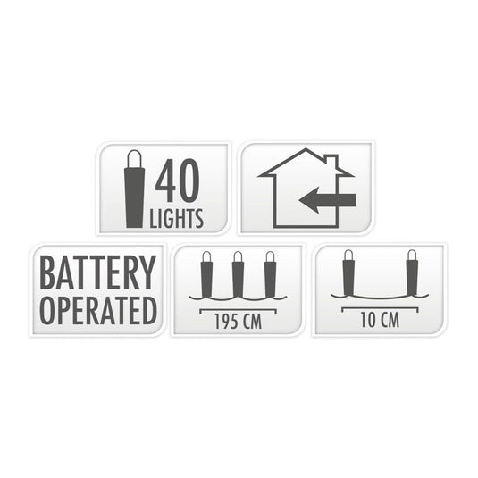 Led lichtsnoer zilverdraad, 195cm - gekleurd