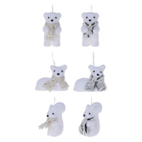Kersthanger winterdieren, set van 24 - 11 x 7 cm