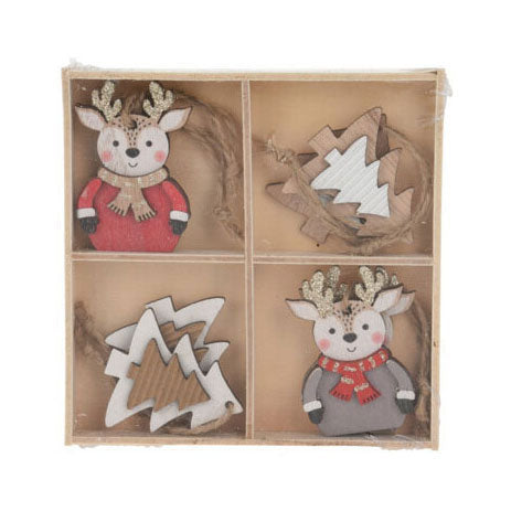 Load image into Gallery viewer, Houten kerstboomhangers, 8st.
