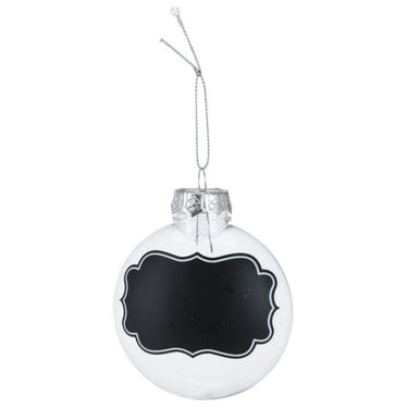 Transparante kerstballen met krijtlabels, 4st.