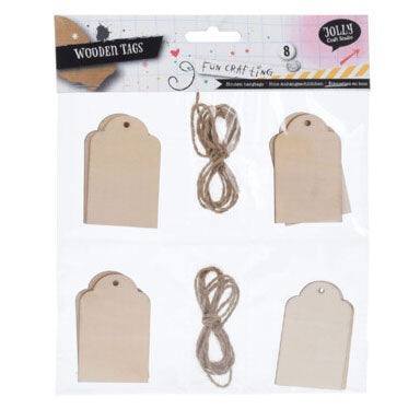 Labels hout, 8st.