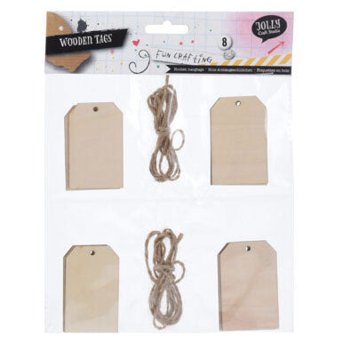 Labels hout, 8st.