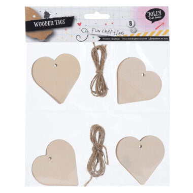 Labels hout, 8st.