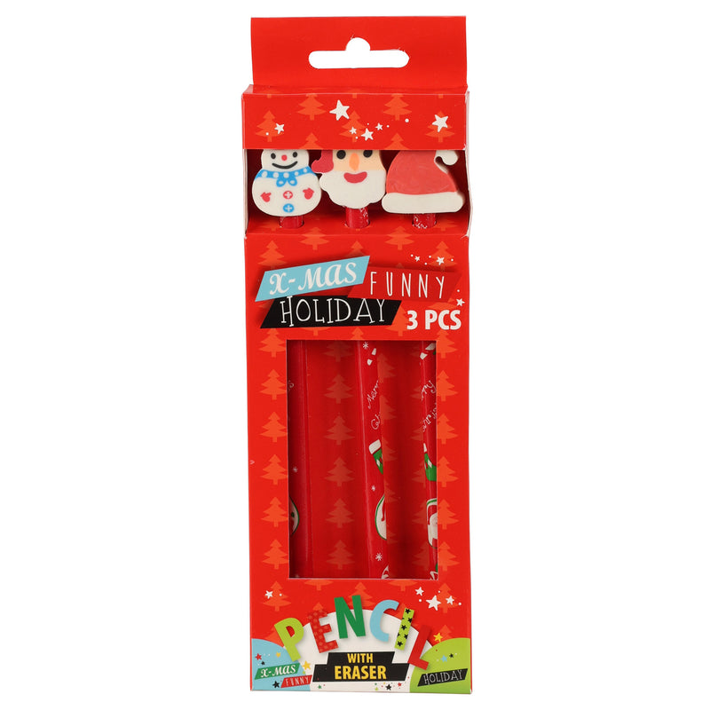 Load image into Gallery viewer, Potlood met gum kerst, 3st.
