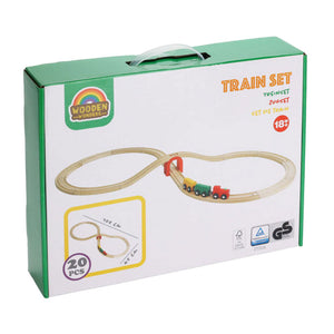 Koopman houten treinbaan speelgoed 20-delig treinset voor kinderen.