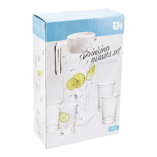 Drinkglazenset met kan, 5dlg.