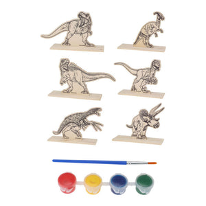 Dino verfsetje hout, 6dlg.