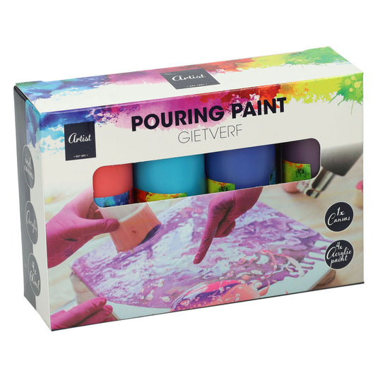 Pouring acyrlverf, 4 kleuren
