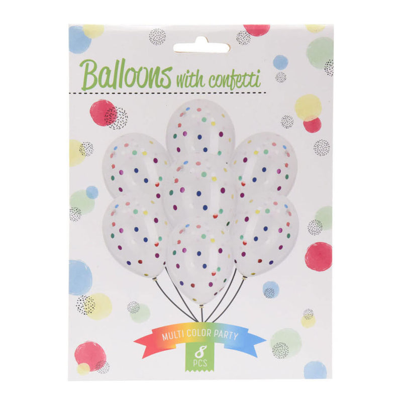 Load image into Gallery viewer, Ballonnen met confetti multi kleuren, 8st.
