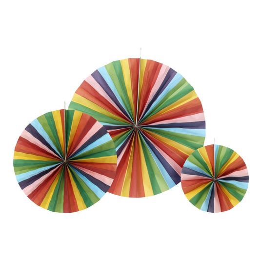 Waaier papier multi kleuren, set van 3