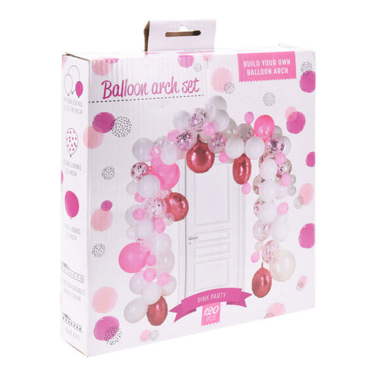 Bouw je eigen ballonnenboog set roze, 120dlg.