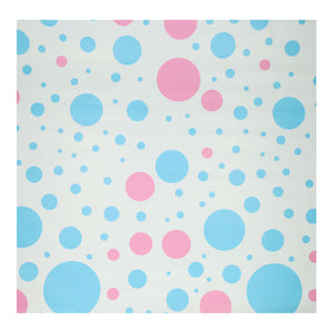 Cadeaupapier blauw roze stippen, 4mtr.