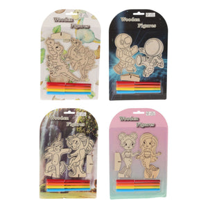 Houten thema figuren kleuren set