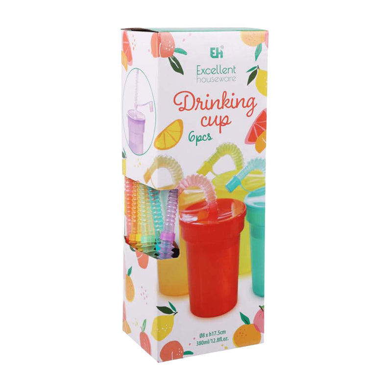Afbeelding laden in galerijviewer, Koopman gekleurde drinkbekers speelgoed met rietje - set van 6 kunststof bekers.
