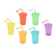 Gekleurde drinkbekers met rietje, 6st.