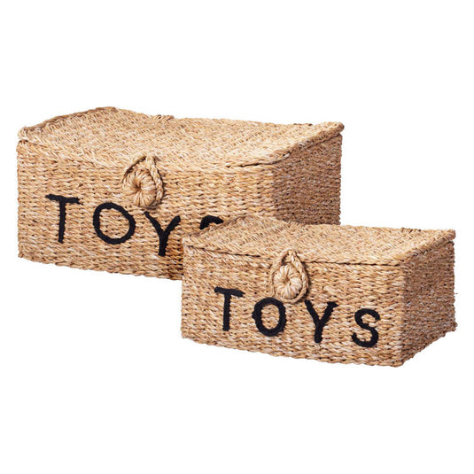 Speelgoedmand zeegras met hout, set van 2