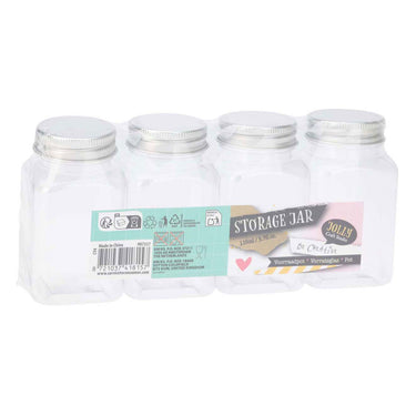Plastic opbergpotjes met deksel, 4st.