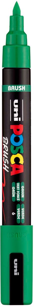 Uni posca brushmarker pc5br groen - brushpunt 1-4 mm