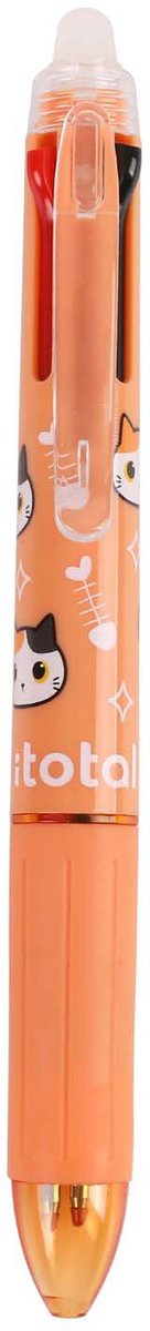 Itotal 4in1 uitwisbare meerkleurenpen oranje kat