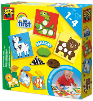Ses creative - my first - sensorisch speelgoed - mozaïek kaarten - 24 mozaïekvormen in verschillende structuren - met 6 kaarten - sensory - 1 tot 4 jaar