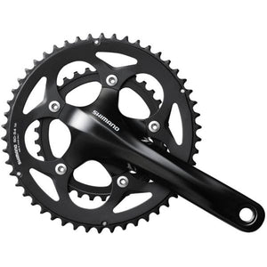 Shimano crankstel 2 x 10 speed road fc-rs400 - 175 50-34 holle as - zwart