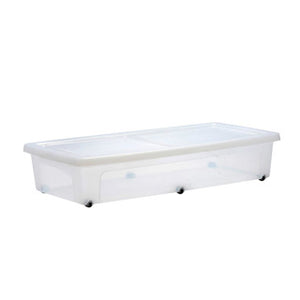 Iris opbergbak 35l 40x80x16 cm met deksel en wieltjes | 2 stuks