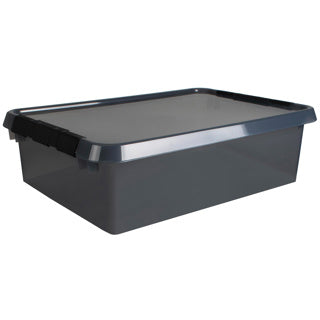 Afbeelding laden in galerijviewer, Comfort line opbergbox 32 liter transparant grijs zwart 60 x 40 x 18 cm | 2 stuks

