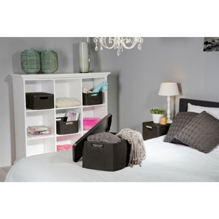 Curver style mand m met deksel rotanstyle antraciet (lxbxh 38x28x19cm)