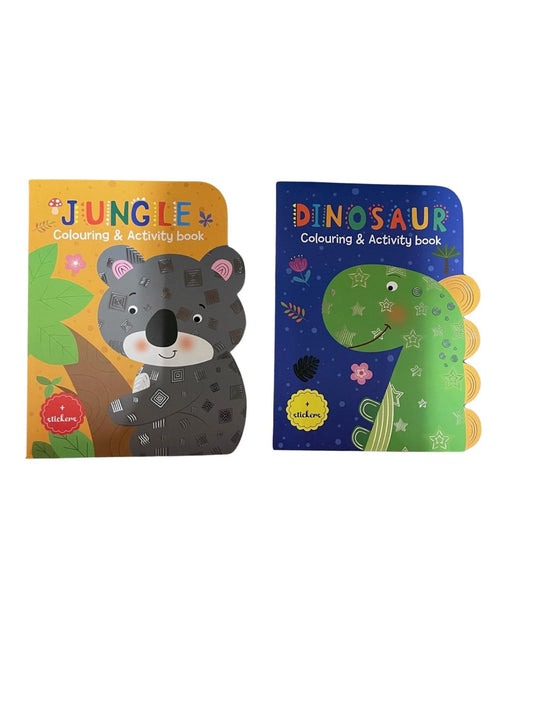 Gevormd kleur -en activiteitenboek+ stickers, 40 pagina's en 2 stickerpagina's 21,5x28cm
