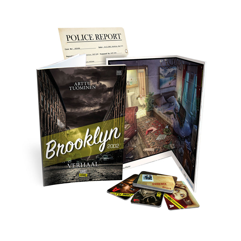 Afbeelding laden in galerijviewer, Tactic crime scene brooklyn 2002 – bordspel – misdaadspel – moderne stadszaak vol geheimen – diepgaand onderzoek en deductie – crime scene serie – game storm studio – 1 of meer spelers – vanaf 18 jaar
