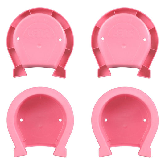 Roze loopklossen met hoefijzer afdruk