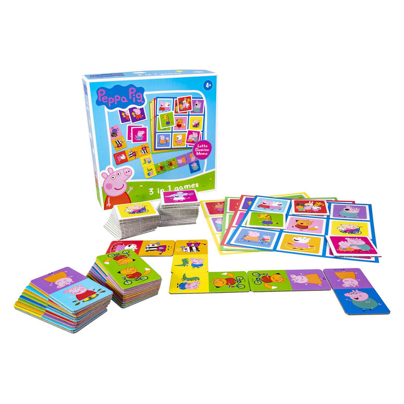 Afbeelding laden in galerijviewer, Tactic peppa pig 3-in-1 spellenverzameling – kaartspel – lotto – domino – memo – kinderspel vanaf 4 jaar
