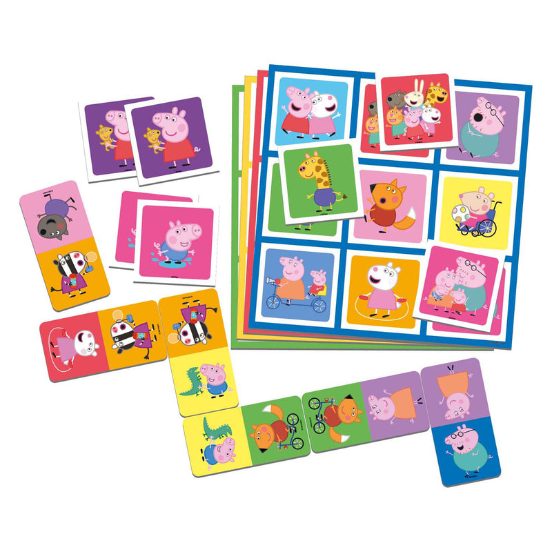 Afbeelding laden in galerijviewer, Tactic peppa pig 3-in-1 spellenverzameling – kaartspel – lotto – domino – memo – kinderspel vanaf 4 jaar
